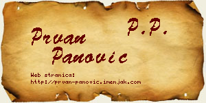 Prvan Panović vizit kartica